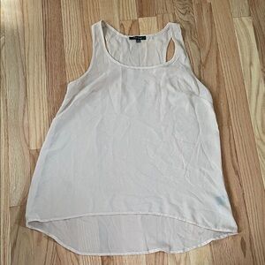 Timing Top Womens Small Beige Sheer Chiffon Tank Blouse Minimalist Layering